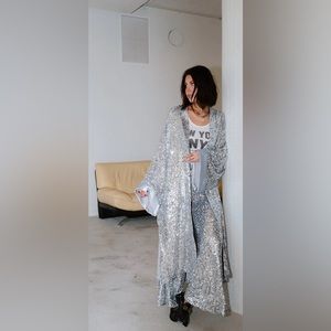 Dressed in Lala sequin kimono & trouser set